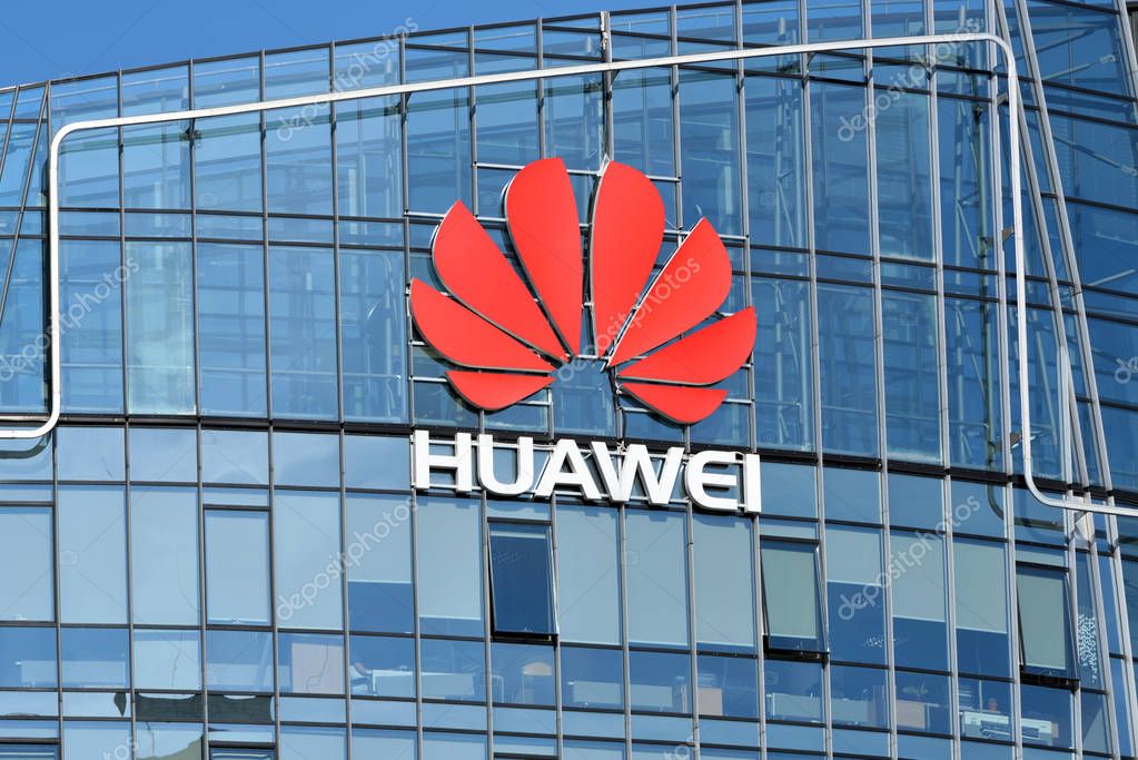 Huawei logo on a building