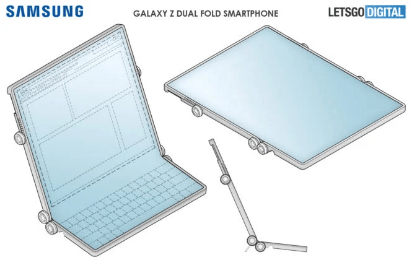 سامسونج تسجل براءة اختراع لنسخة جديدة من الهواتف القابلة للطي Screenshot 2020 10 15 A Samsung Display design patent reveals a third possible foldable form factor from Samsung Gizmochina2