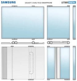 سامسونج تسجل براءة اختراع لنسخة جديدة من الهواتف القابلة للطي Screenshot 2020 10 15 A Samsung Display design patent reveals a third possible foldable form factor from Samsung Gizmochina3