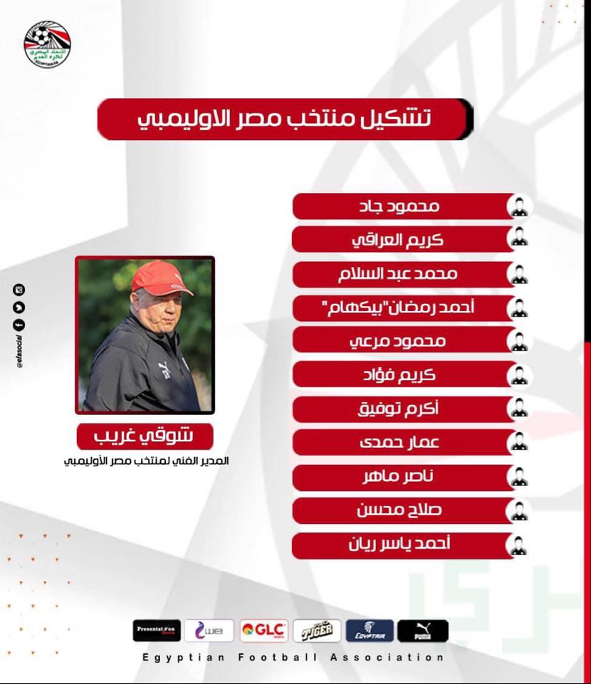 شوقي غريب يعلن تشكيل المنتخب الأولمبي لمواجهة البرازيل... تواجد زملكاوي وحيد - صورة