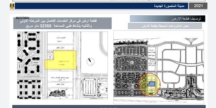 فرص استثمارية المنصورة الجديدة رئيس الجهاز: طرح الموقع المقترح للاستثمار بنشاط طبي بمدينة المنصورة 16317