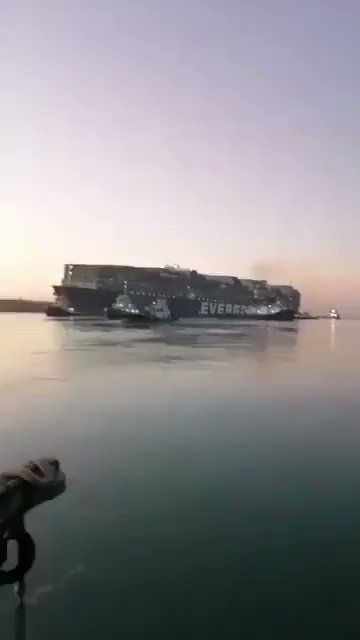 Finally! The EVER-GIVEN ship has been unstuck and is slowly moving into the SuezCanal Egypt Suez SuezCanal EVERGIVEN Evergreen BreakingNews|قناة السويس السفينة dXNZosVjLjcE3Q9Z
