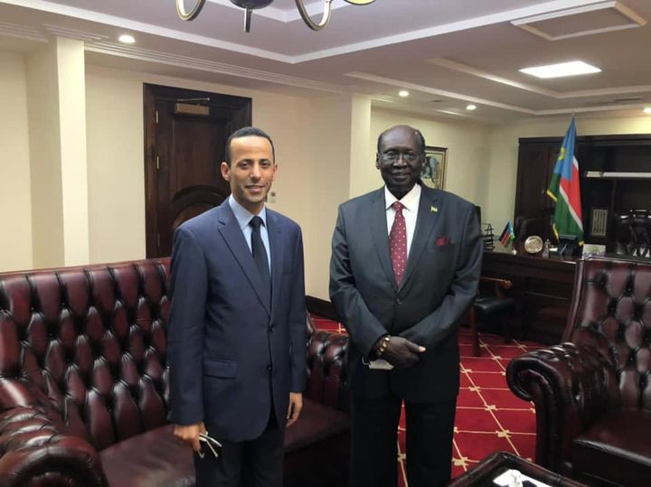 السفير المصري في جوبا يلتقي بوزير شئون الرئاسة الجديد بجنوب السودان 38853