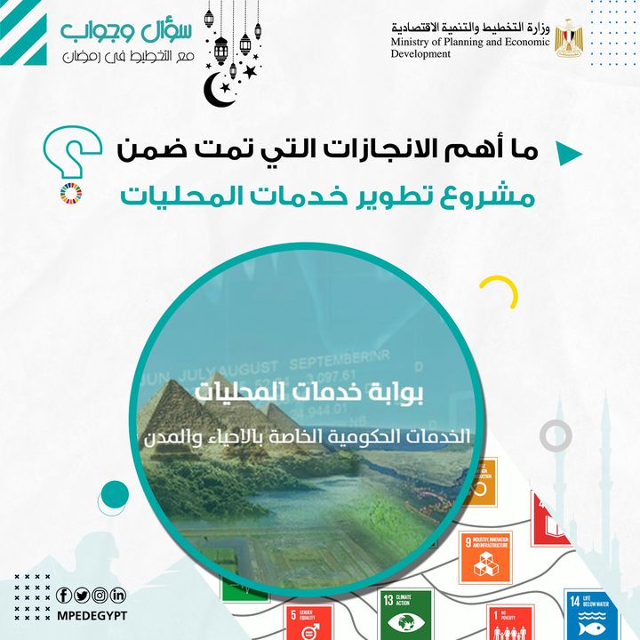سؤال وجواب مع التخطيط في رمضان ⁉ ⭕ ما أهم الانجازات التي تمت ضمن مشروع تطوير خدمات المحليات؟ - تم إطلاق 77420
