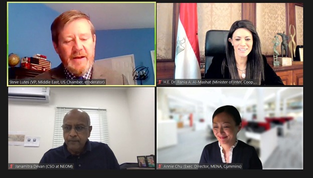 وزارة التعاون الدولي في الجلسة الافتراضية التي نظمتها جامعة إنديانا *الدكتورة رانيا المشاط 96480