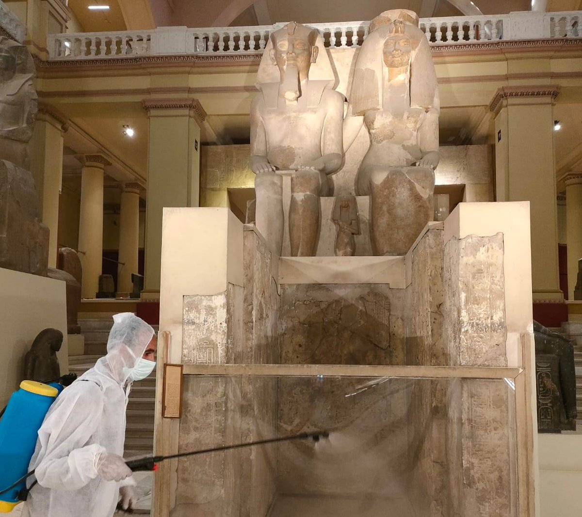 Precautionary measures against the coronavirus (COVID-19) at the Egyptianmuseum InternationalMuseumDay2021 recover reimagine الإجراءات الاحترازية لمجابهة فيروس E1rlioGXsAA Ssp