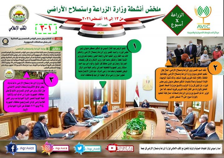 وزارة الزراعة واستصلاح الأراضي: بالانفوجراف والفيديو| الزراعة في أسبوع نشرة الحصاد رقم ٥٢ 67320