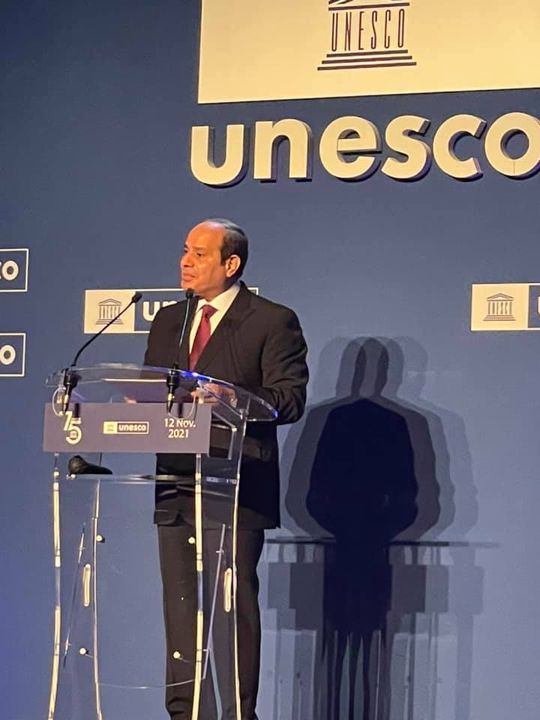 السيد الرئيس يؤكد في كلمته في اليونيسكو ان مصر تفخر بكونها ضمن الدول المؤسسة لمنظمة اليونسكو، وتطور علاقاتها 12183