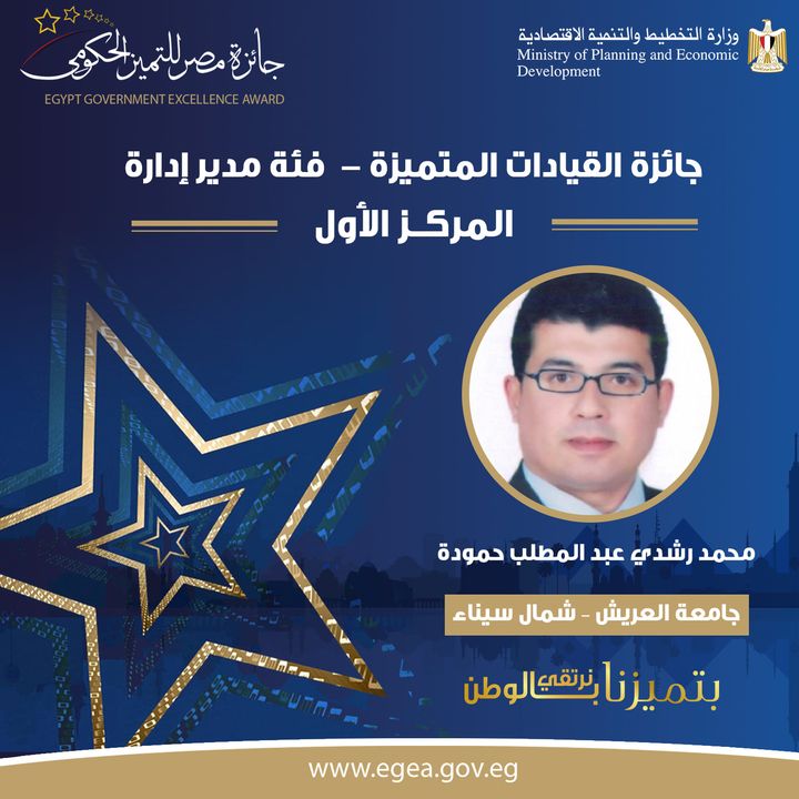 🏆 محمد رشدي عبد المطلب حمودة الحائز على المركز الأول عن جامعة العريش – شمال سيناء بجائزة القيادة المتميزة 55353