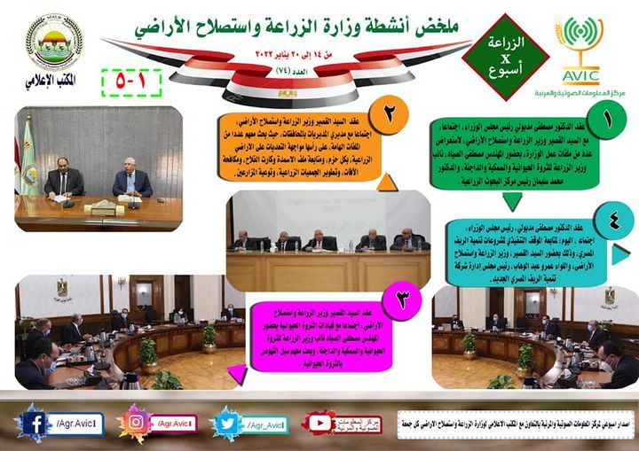 وزارة الزراعة واستصلاح الأراضي: بالانفوجراف والفيديو| الزراعة في أسبوع نشرة الحصاد رقم ٧٤ 24529