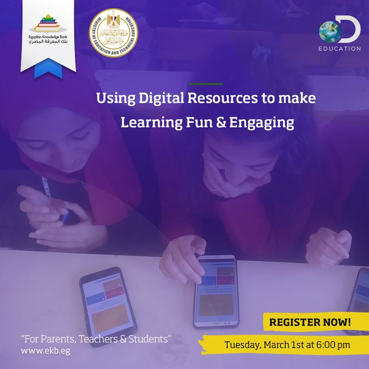 الموارد الرقمية ومتعة التعلم هو موضوع ورشه العمل القدمة المقدمة من Discovery Education وبنك المعرفه المصرى يوم 37630