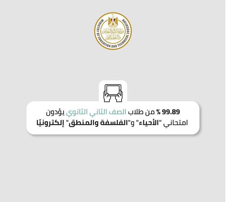 في الأسبوع الأخير لاختبارات الصف الأول الثانوي لنهاية العام لالعام الدراسي ٢٠٢١ ٢٠٢٢ بلغت نسبة أداء امتحان 87575