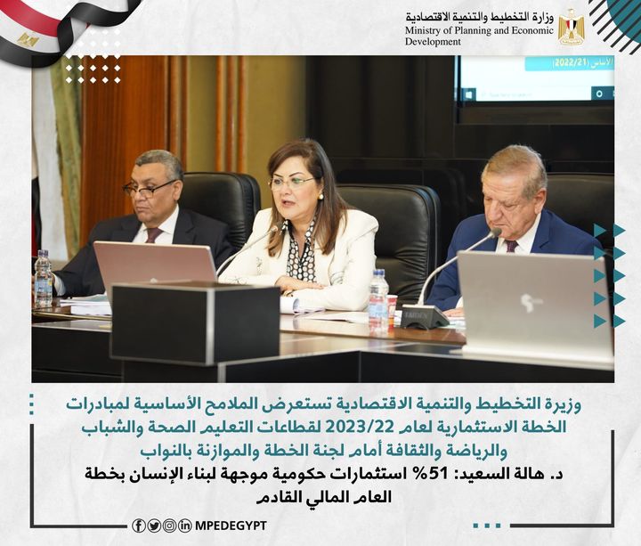 وزيرة التخطيط والتنمية الاقتصادية تستعرض الملامح الأساسية لمبادرات الخطة الاستثمارية لعام 22/2023 لقطاعات 88322