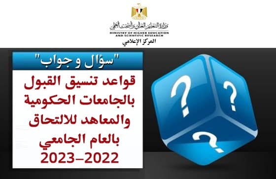 انفوجراف توضيحي لقواعد تنسيق القبول بالجامعات الحكومية والمعاهد للالتحاق بالعام الجامعي 2022/2022Photos from ‎وزارة 18476