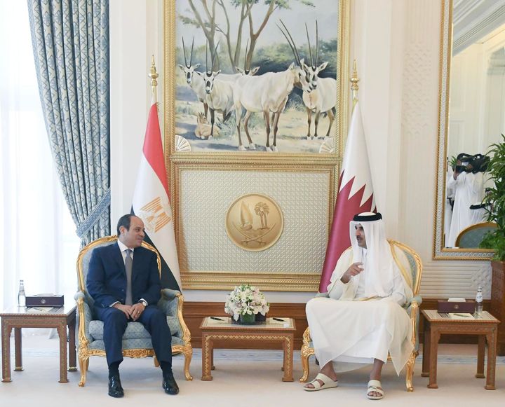 التقى السيد الرئيس عبد الفتاح السيسي اليوم، في الديوان الأميري بالعاصمة القطرية الدوحة، مع سمو الأمير تميم 95114