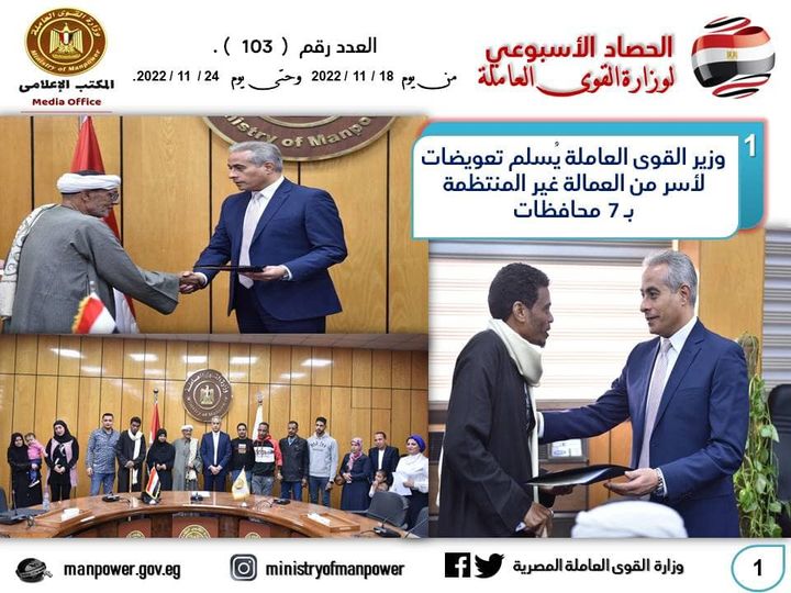 وزارة القوى العاملة: القوى العاملة تنشر إنفوجرافاً يرصد نشاط الوزارة في 7 أيام: دعم العمالة 62828