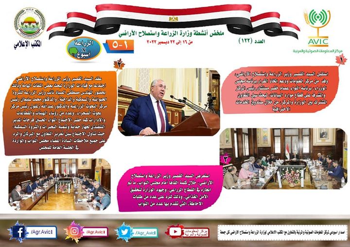 وزارة الزراعة واستصلاح الأراضي: بالانفوجراف والفيديو| الزراعة في أسبوع نشرة الحصاد رقم ١٢٢ 23122