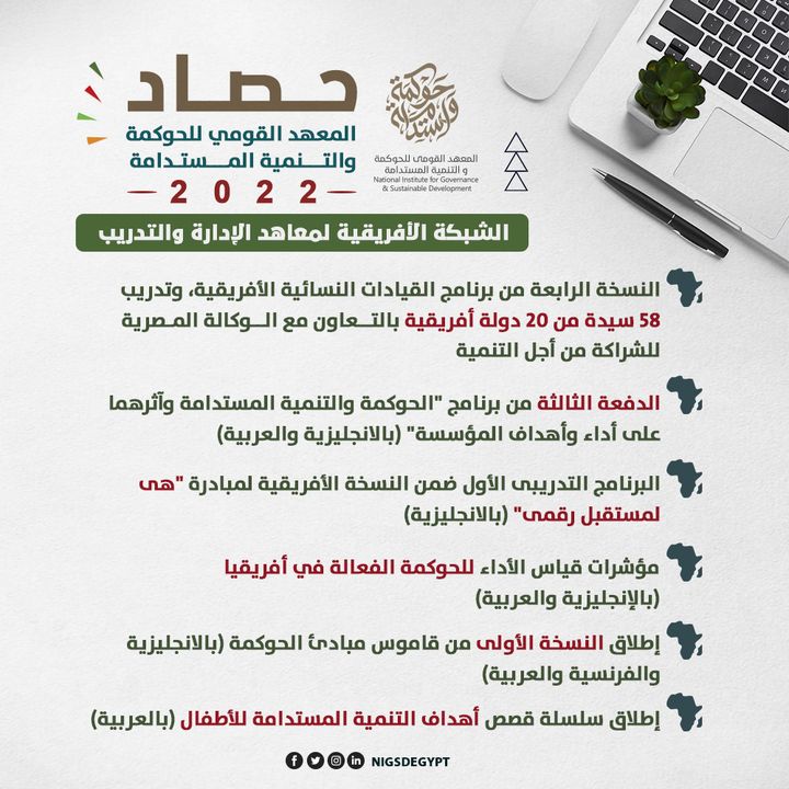 🟤حصاد المعهد القومي للحوكمة والتنمية المستدامة 2022 📈الشبكة الافريقية لمعاهد الإدارة والتدريب 97145