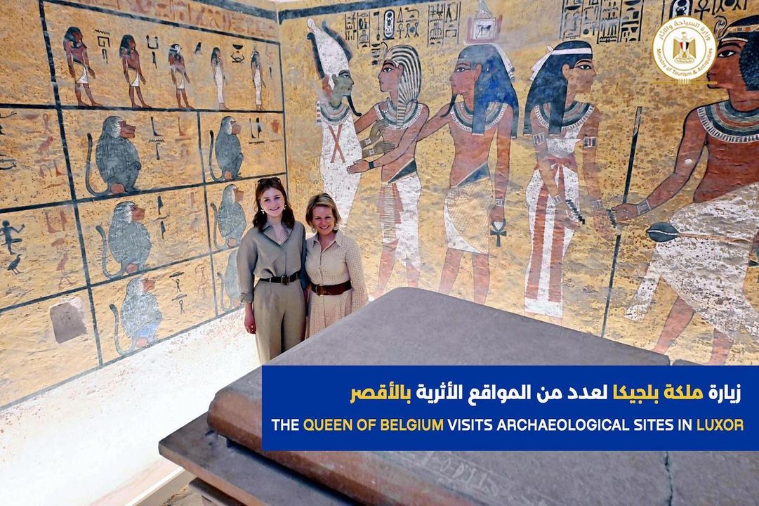 على هامش زيارتها الحالية لمصر، زارت ملكة بلجيكا، وابنتها الأميرة دوقة مقاطعة برابانت، مقبرة الملك توت عنخ 55102