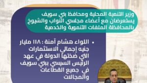 بيان صادر عن وزارة التنمية المحلية: 
وزير التنمية المحلية ومحافظ بني سويف يستعرضان مع أعضاء مجلسي النواب