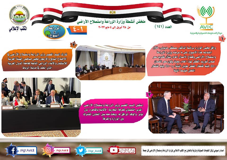 وزارة الزراعة واستصلاح الأراضي: بالانفوجراف والفيديو| الزراعة في أسبوع نشرة الحصاد رقم ١٤١ 23184