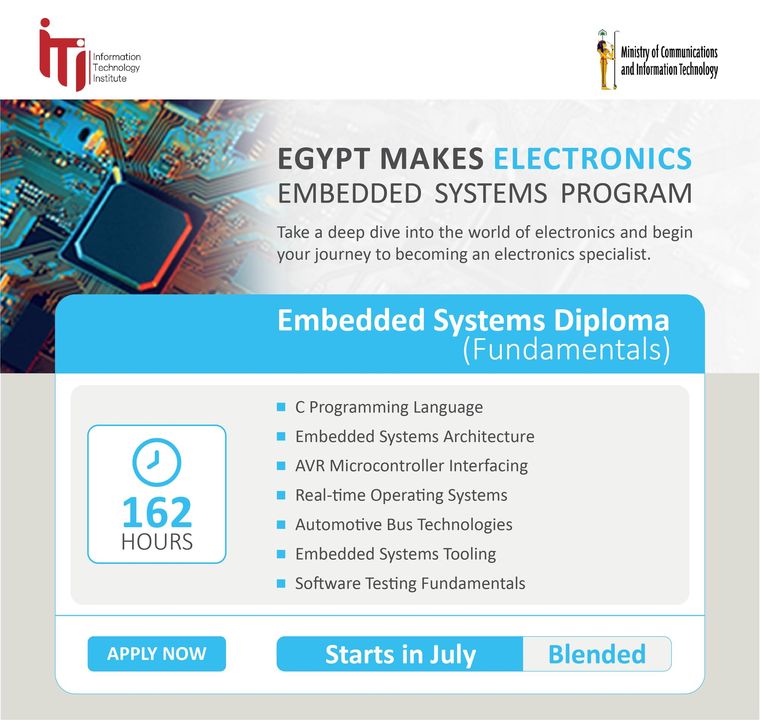 Summer Camps – Embedded Systems The Information Technology Institute (ITI) is accepting applications for Summer Camps in the Embedded Systems training track as part of Egypt Makes Electronics 33306