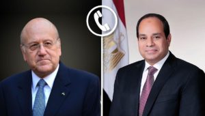 تلقى السيد الرئيس عبد الفتاح السيسي اتصالاً هاتفياً من السيد نجيب ميقاتي رئيس الحكومة اللبنانية، تناول