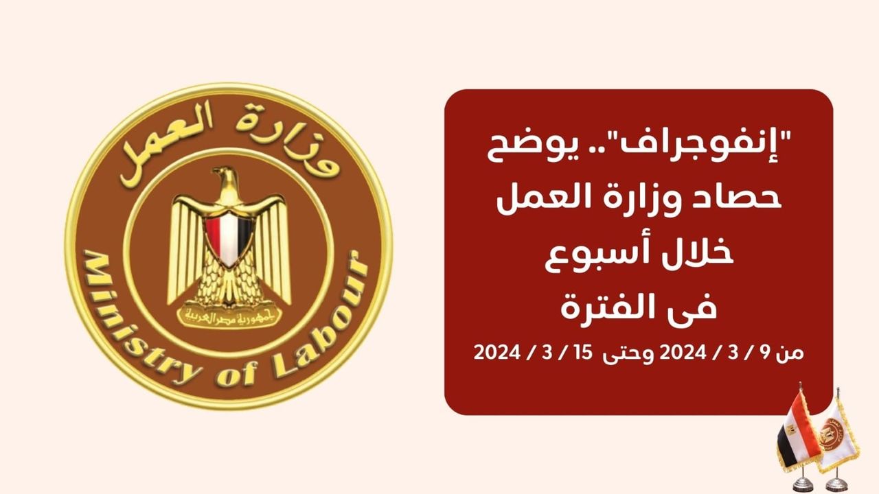 وزارة العمل: إنفوجرافيوضح نشاط وزارة العمل في 7 أيام: جولة في مواقع انتاج محافظة الجيزة 23056