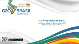 Le Président Al-Sissi arrive au siège du Sommet du G20 à Rio de Janeiro au Brésil