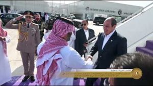 الرئيس عبد الفتاح السيسي يصل إلى مطار نيوم بالمملكة العربية السعودية